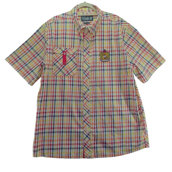 Eight 732 Mens Button Up Shirt Multi-Color Size 3XL 100% Cotton Short Sleeve - Picture 1 of 12
